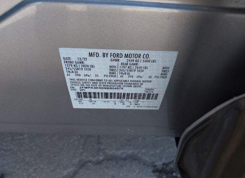 Photo 9 of 2022 Ford Edge TITANIUM (VIN 2FMPK4K90NBB04078)