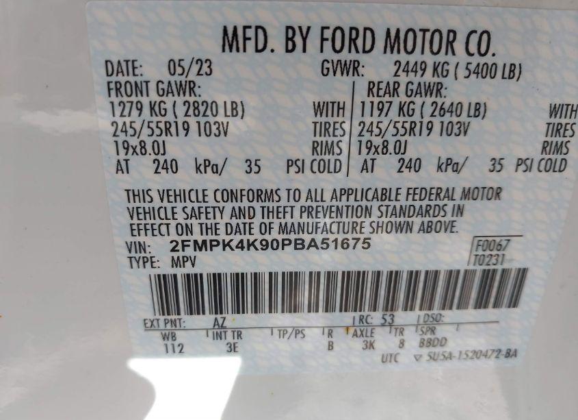 Photo 9 of 2023 Ford Edge TITANIUM (VIN 2FMPK4K90PBA51675)