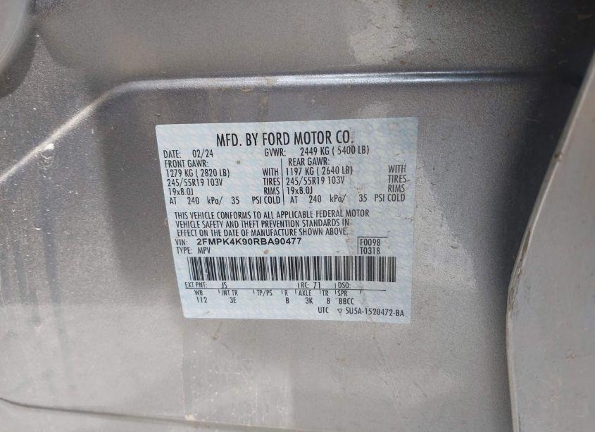 Photo 9 of 2024 Ford Edge TITANIUM (VIN 2FMPK4K90RBA90477)