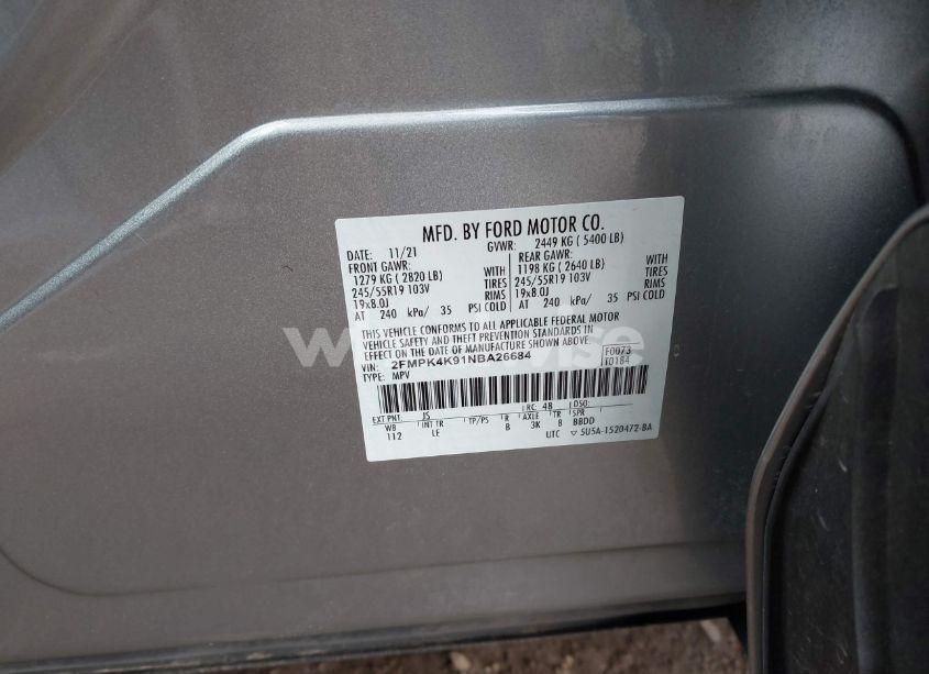 Photo 9 of 2022 Ford Edge TITANIUM (VIN 2FMPK4K91NBA26684)