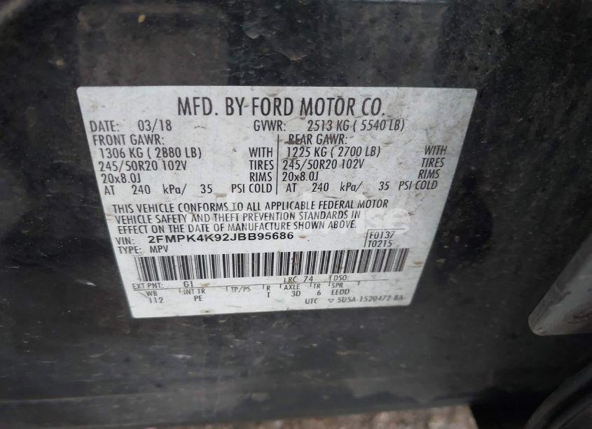 Photo 9 of 2018 Ford Edge TITANIUM (VIN 2FMPK4K92JBB95686)