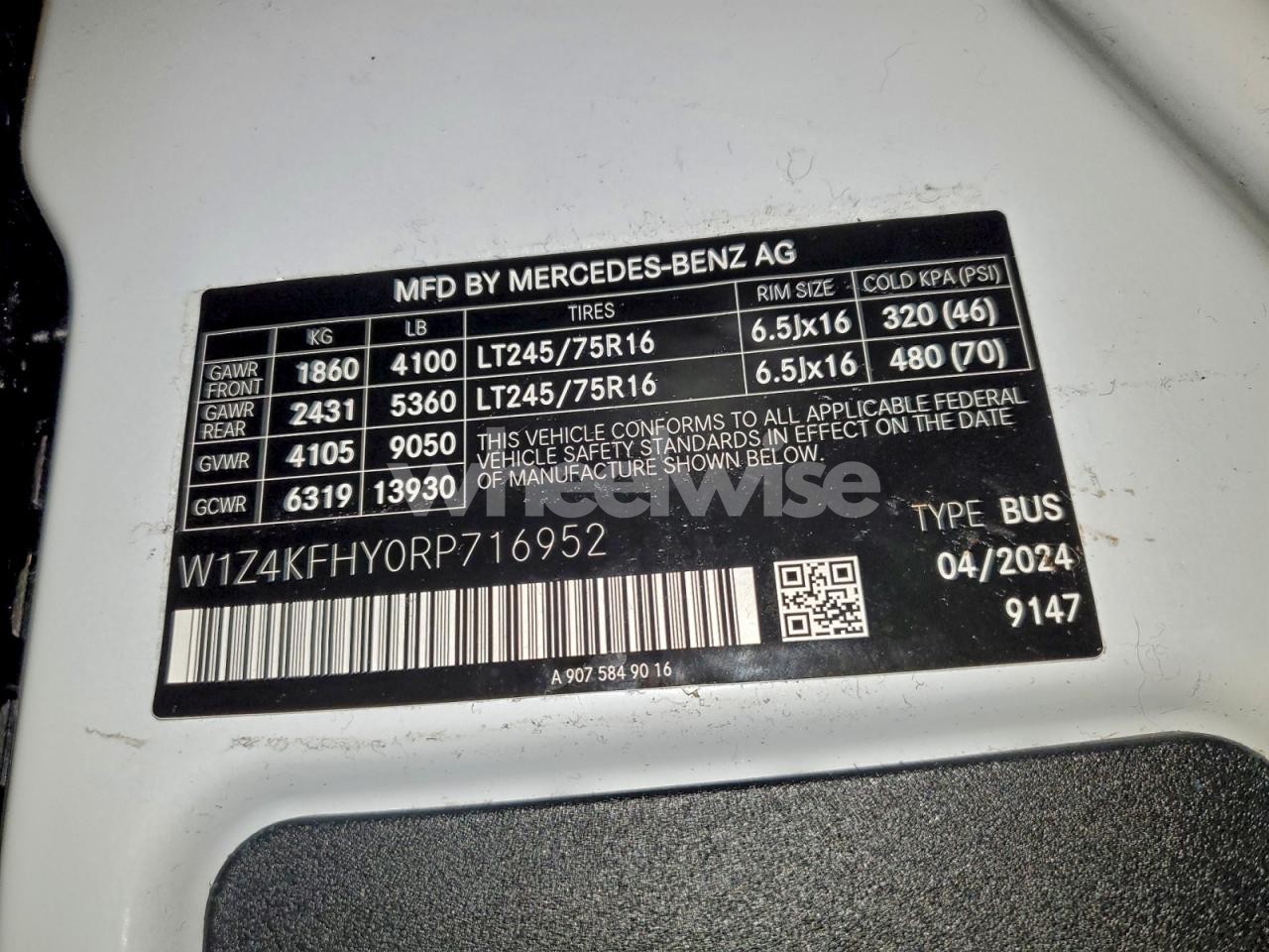 Photo 13 of 2024 MERCEDES-BENZ SPRINTER 2500 (VIN 2FMPK4K92MBA08466)