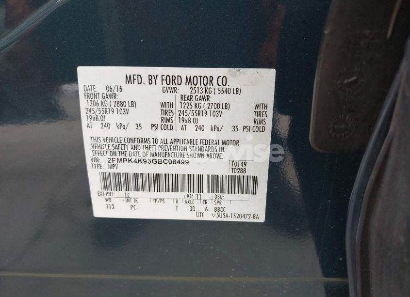 Photo 9 of 2016 Ford Edge TITANIUM (VIN 2FMPK4K93GBC08499)