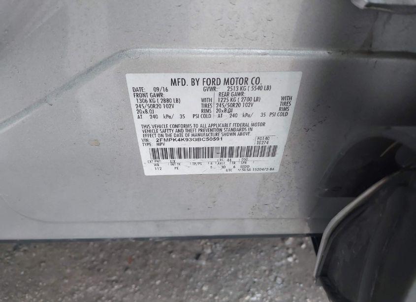 Photo 9 of 2016 Ford Edge TITANIUM (VIN 2FMPK4K93GBC50591)