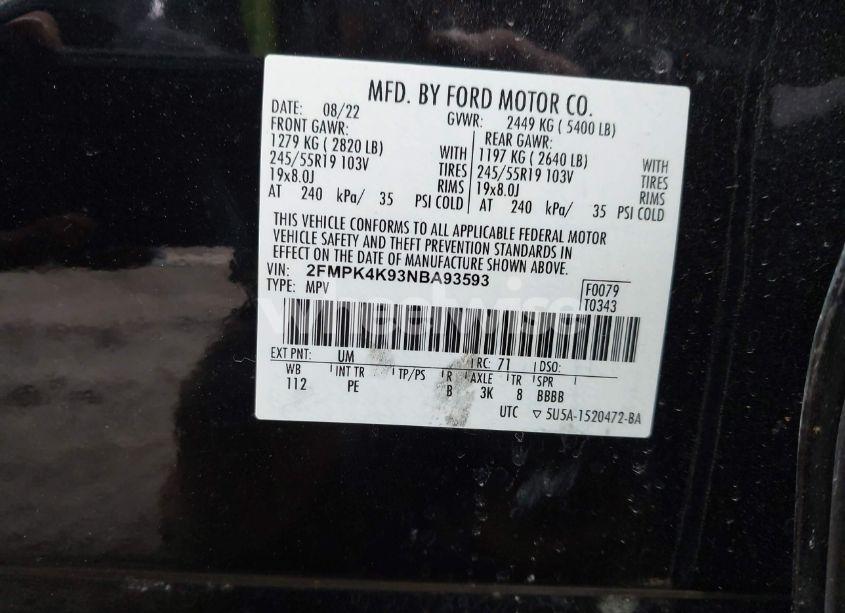 Photo 9 of 2022 Ford Edge TITANIUM (VIN 2FMPK4K93NBA93593)