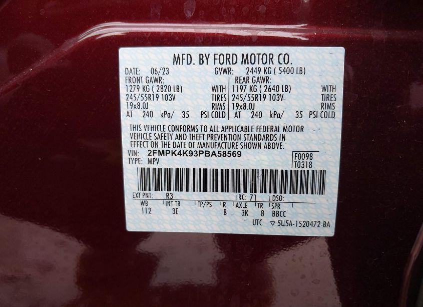 Photo 9 of 2023 Ford Edge TITANIUM (VIN 2FMPK4K93PBA58569)