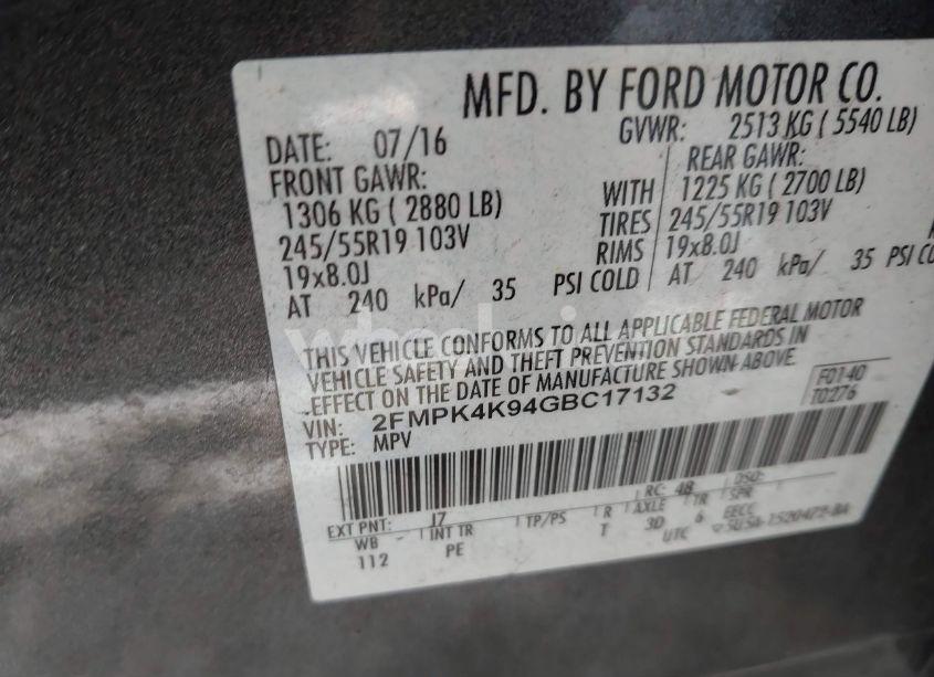 Photo 9 of 2016 Ford Edge TITANIUM (VIN 2FMPK4K94GBC17132)