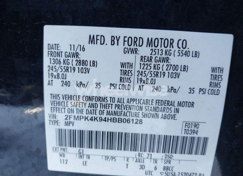 Photo 9 of 2017 Ford Edge TITANIUM (VIN 2FMPK4K94HBB06128)