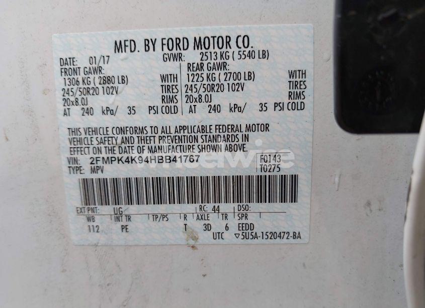 Photo 9 of 2017 Ford Edge TITANIUM (VIN 2FMPK4K94HBB41767)