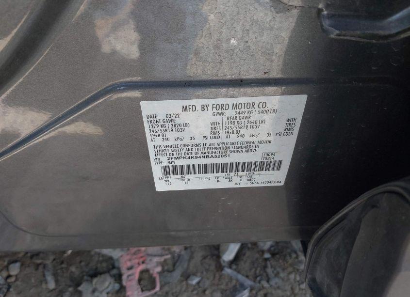 Photo 9 of 2022 Ford Edge TITANIUM (VIN 2FMPK4K94NBA52051)