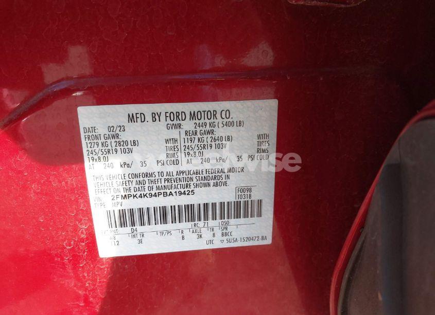 Photo 9 of 2023 Ford Edge TITANIUM (VIN 2FMPK4K94PBA19425)