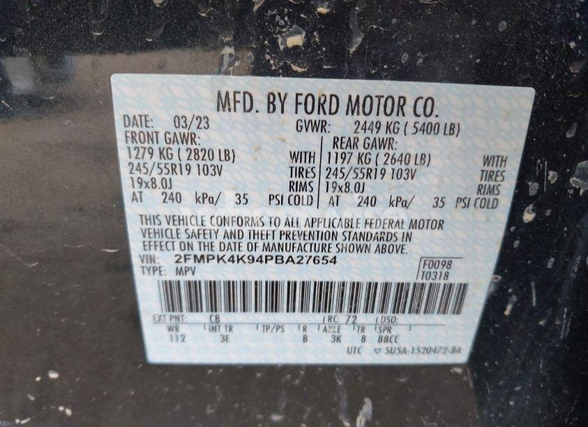 Photo 9 of 2023 Ford Edge TITANIUM (VIN 2FMPK4K94PBA27654)