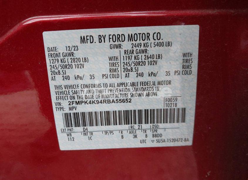 Photo 9 of 2024 Ford Edge TITANIUM (VIN 2FMPK4K94RBA55652)