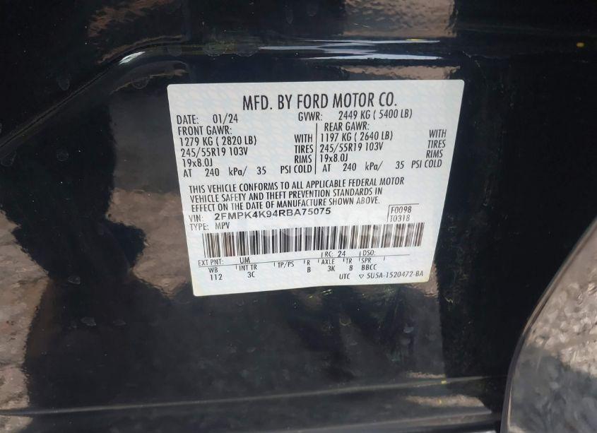 Photo 9 of 2024 Ford Edge TITANIUM (VIN 2FMPK4K94RBA75075)