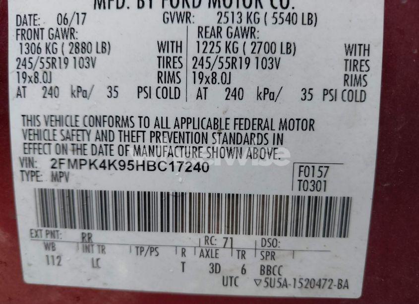 Photo 9 of 2017 Ford Edge TITANIUM (VIN 2FMPK4K95HBC17240)