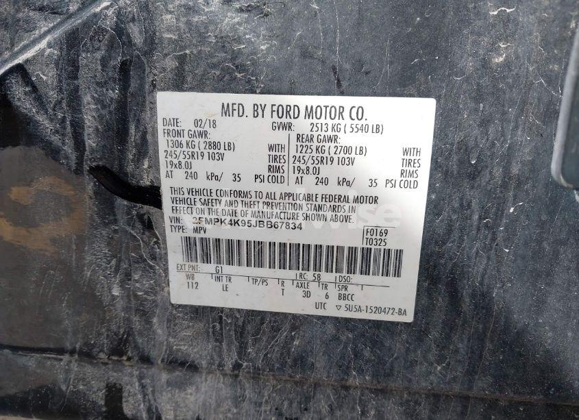 Photo 9 of 2018 Ford Edge TITANIUM (VIN 2FMPK4K95JBB67834)