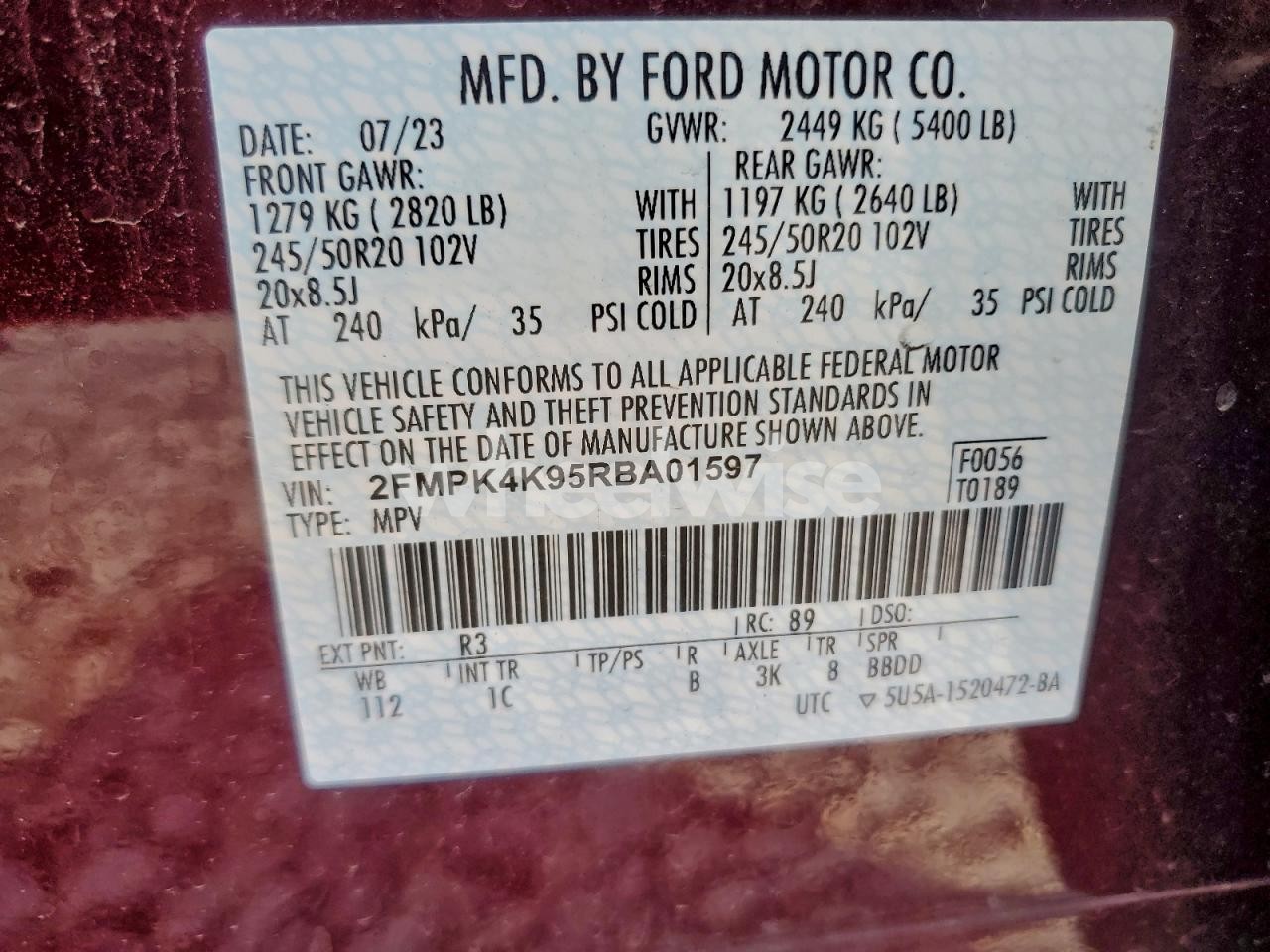 Photo 14 of 2024 FORD EDGE TITANIUM (VIN 2FMPK4K95RBA01597)