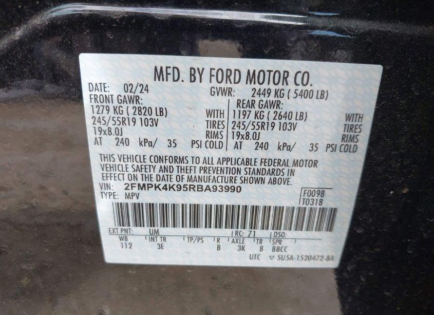 Photo 9 of 2024 Ford Edge TITANIUM (VIN 2FMPK4K95RBA93990)