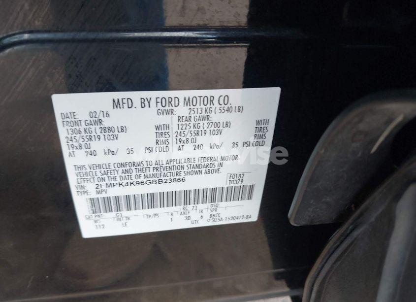 Photo 9 of 2016 Ford Edge TITANIUM (VIN 2FMPK4K96GBB23866)