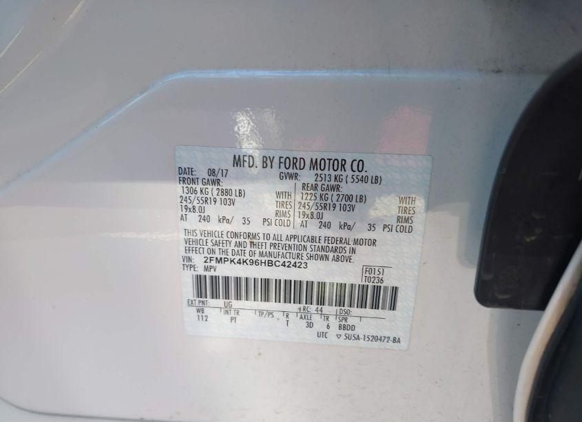 Photo 9 of 2017 Ford Edge TITANIUM (VIN 2FMPK4K96HBC42423)