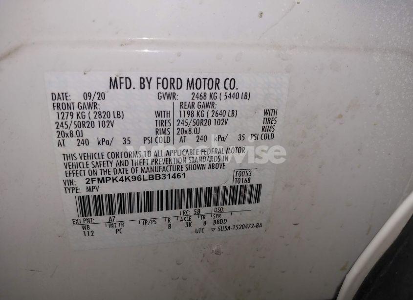 Photo 9 of 2020 Ford Edge TITANIUM (VIN 2FMPK4K96LBB31461)