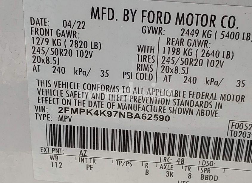 Photo 9 of 2022 Ford Edge TITANIUM (VIN 2FMPK4K97NBA62590)