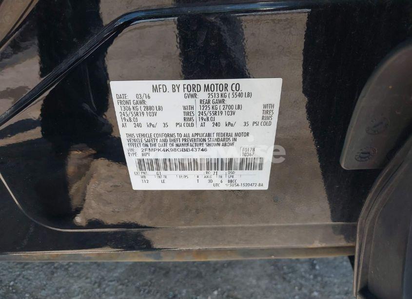 Photo 9 of 2016 Ford Edge TITANIUM (VIN 2FMPK4K98GBB43746)