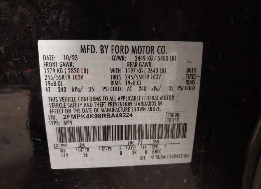 Photo 9 of 2024 Ford Edge TITANIUM (VIN 2FMPK4K98RBA49224)