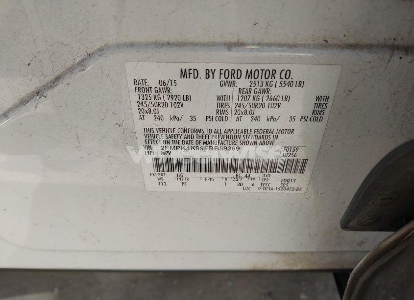 Photo 9 of 2015 Ford Edge TITANIUM (VIN 2FMPK4K99FBB59369)