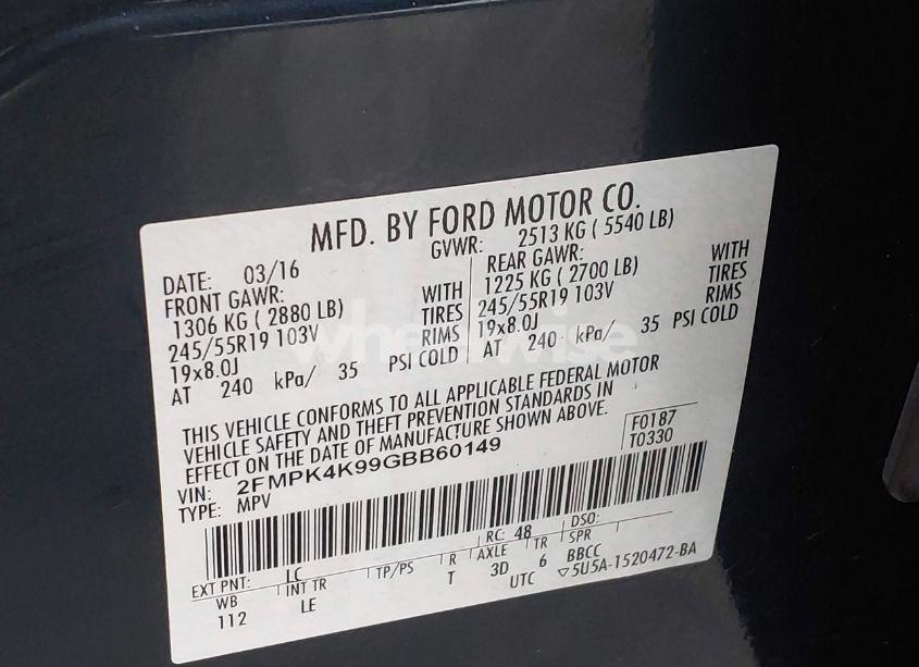 Photo 9 of 2016 Ford Edge TITANIUM (VIN 2FMPK4K99GBB60149)