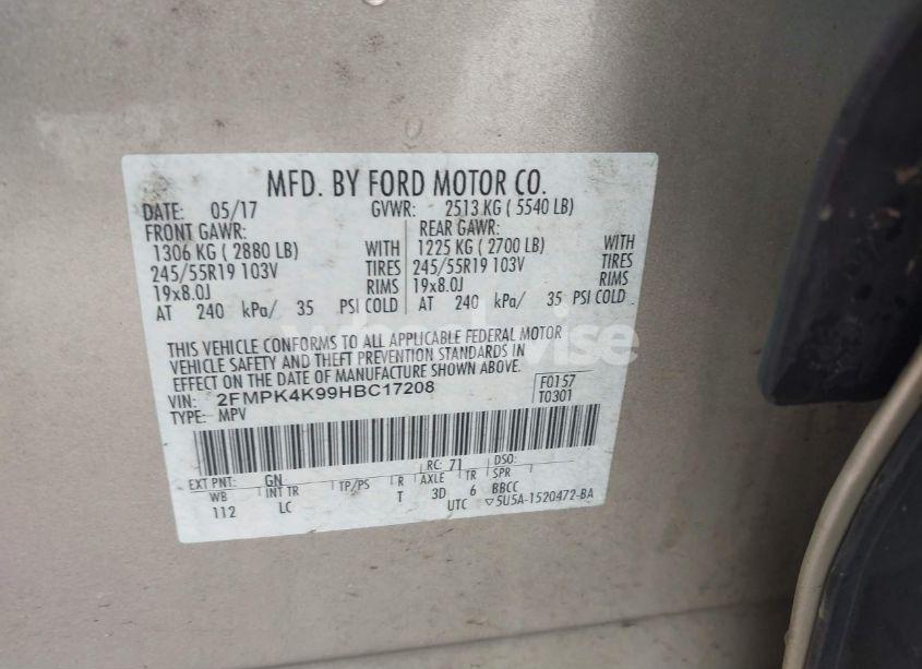 Photo 9 of 2017 Ford Edge TITANIUM (VIN 2FMPK4K99HBC17208)