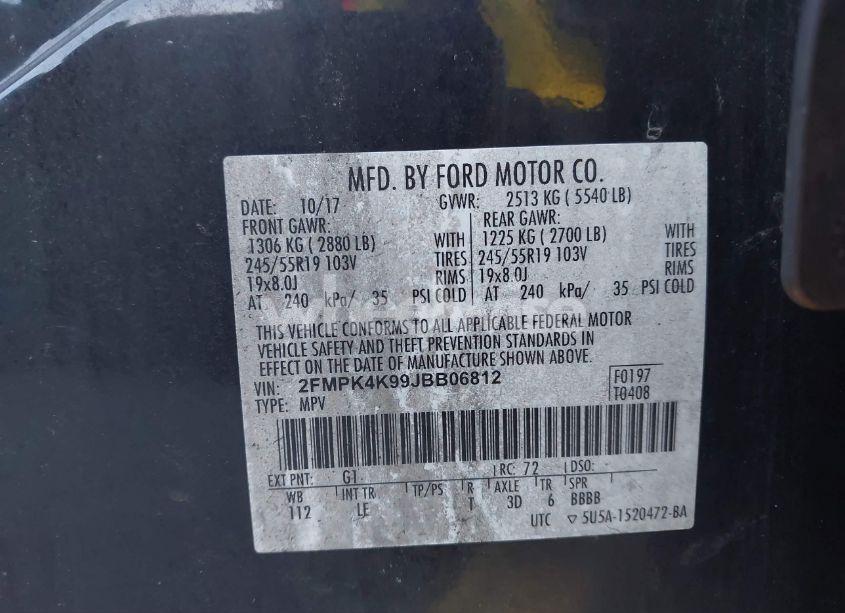 Photo 9 of 2018 Ford Edge TITANIUM (VIN 2FMPK4K99JBB06812)