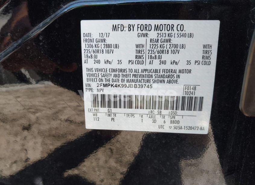 Photo 9 of 2018 Ford Edge TITANIUM (VIN 2FMPK4K99JBB39745)