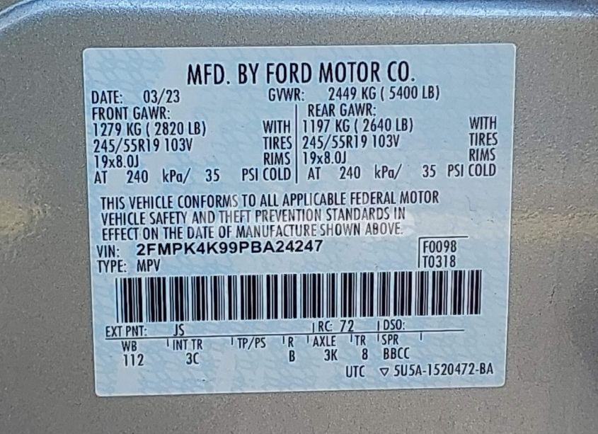 Photo 9 of 2023 Ford Edge TITANIUM (VIN 2FMPK4K99PBA24247)