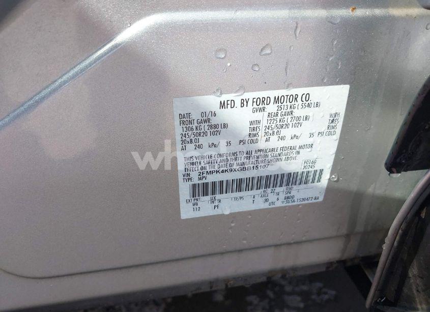 Photo 9 of 2016 Ford Edge TITANIUM (VIN 2FMPK4K9XGBB15107)