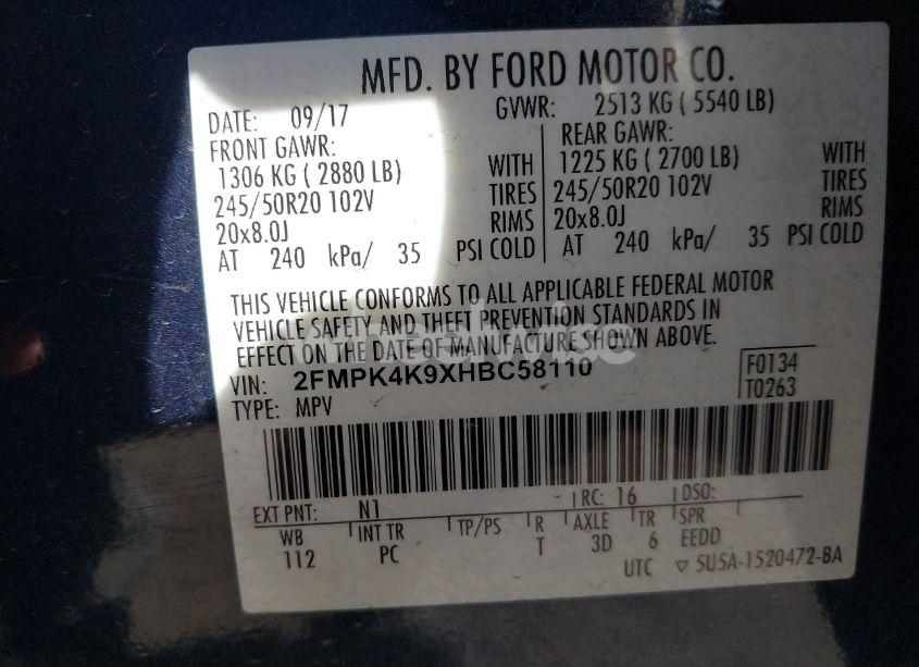 Photo 9 of 2017 Ford Edge TITANIUM (VIN 2FMPK4K9XHBC58110)