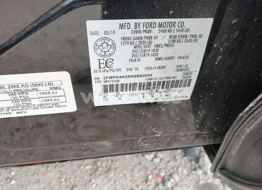 Photo 9 of 2019 Ford Edge TITANIUM (VIN 2FMPK4K9XKBB82654)