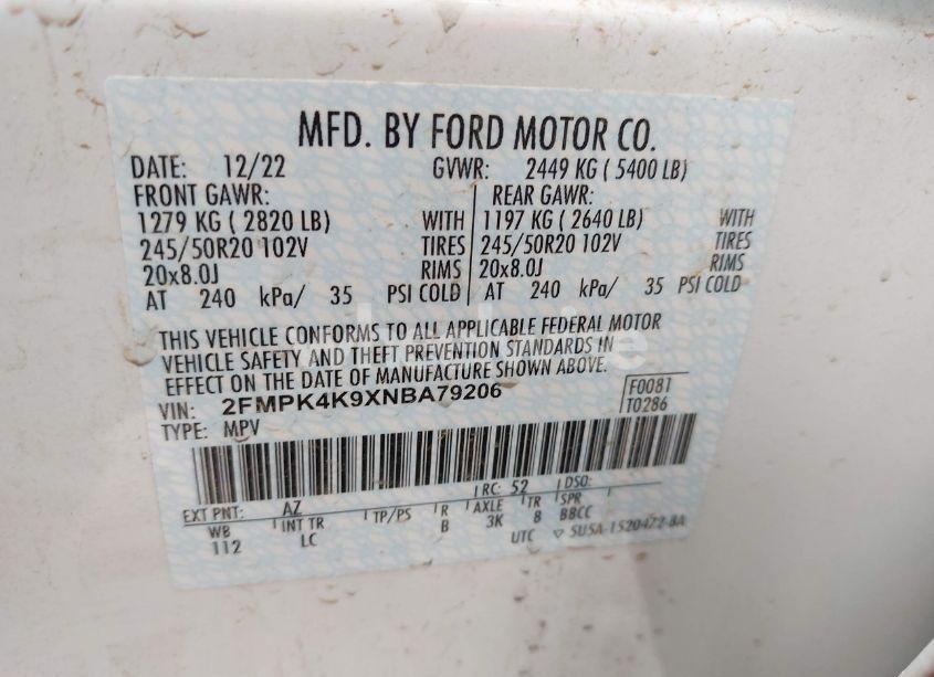 Photo 9 of 2022 Ford Edge TITANIUM (VIN 2FMPK4K9XNBA79206)