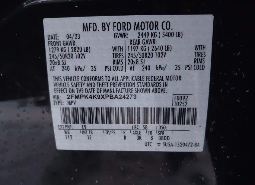 Photo 9 of 2023 Ford Edge TITANIUM (VIN 2FMPK4K9XPBA24273)