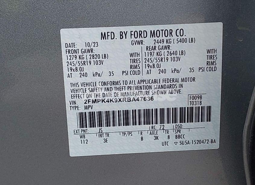 Photo 9 of 2024 Ford Edge TITANIUM (VIN 2FMPK4K9XRBA47636)