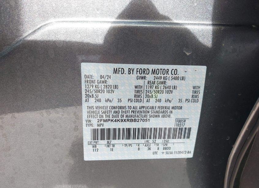 Photo 9 of 2024 Ford Edge TITANIUM (VIN 2FMPK4K9XRBB27051)