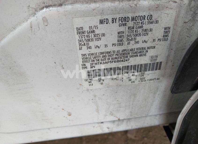 Photo 9 of 2015 Ford Edge SPORT (VIN 2FMTK3AP5FBB04247)