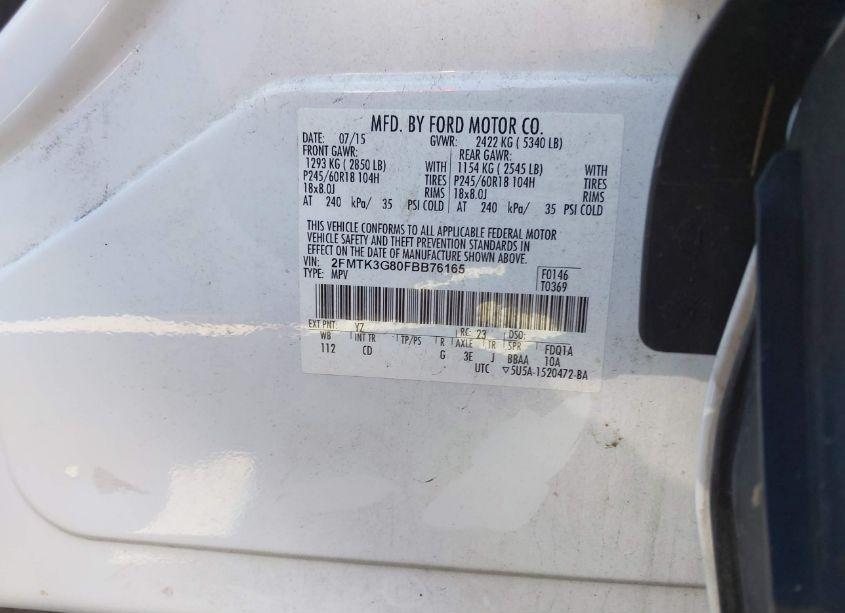 Photo 9 of 2015 Ford Edge SE (VIN 2FMTK3G80FBB76165)