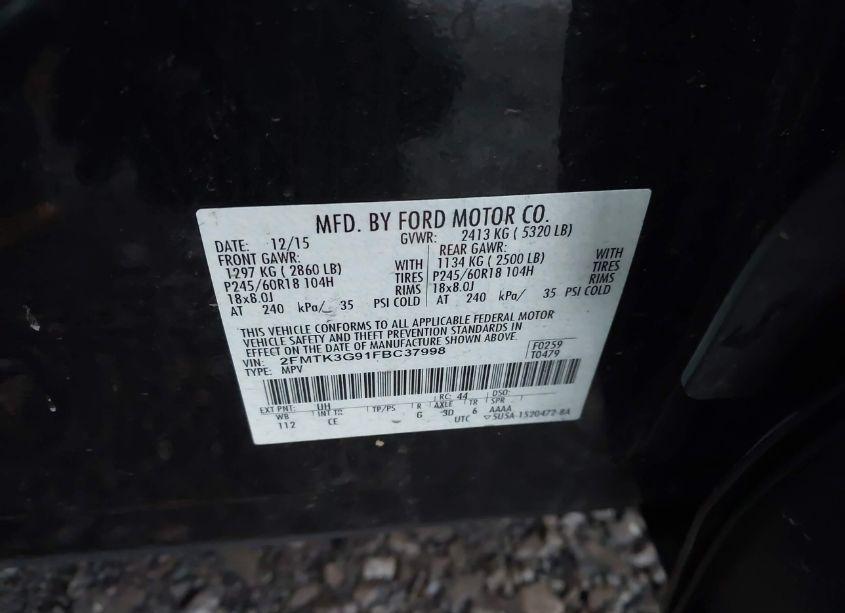 Photo 9 of 2015 Ford Edge SE (VIN 2FMTK3G91FBC37998)