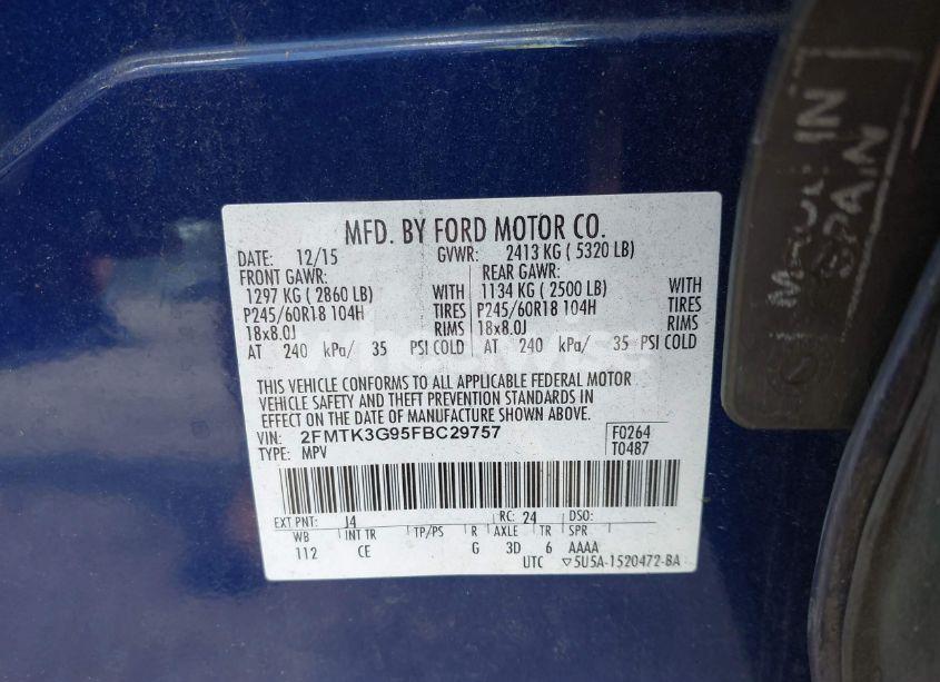 Photo 9 of 2015 Ford Edge SE (VIN 2FMTK3G95FBC29757)