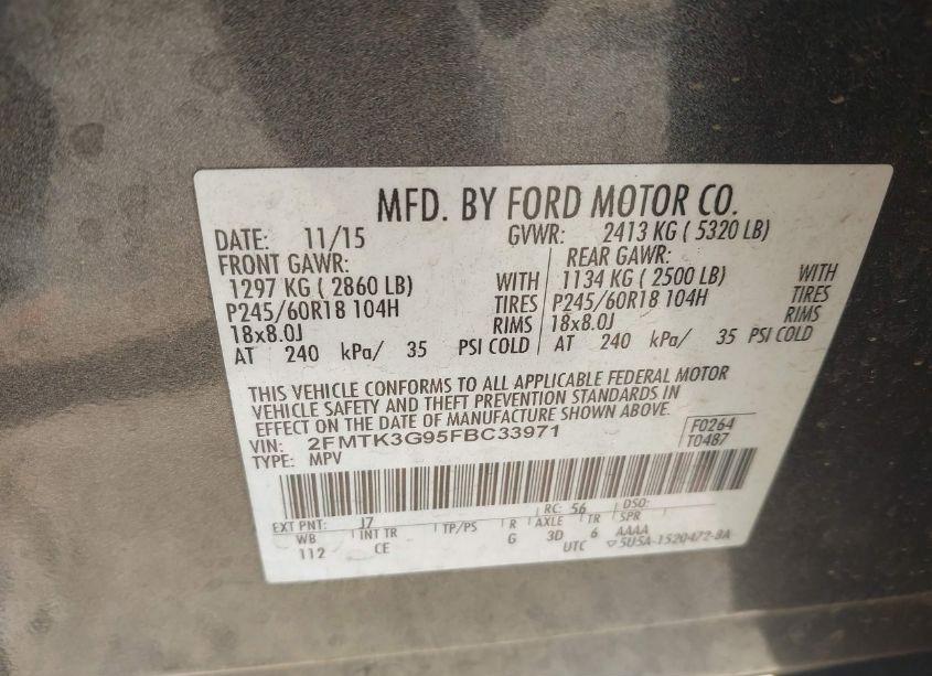 Photo 9 of 2015 Ford Edge SE (VIN 2FMTK3G95FBC33971)