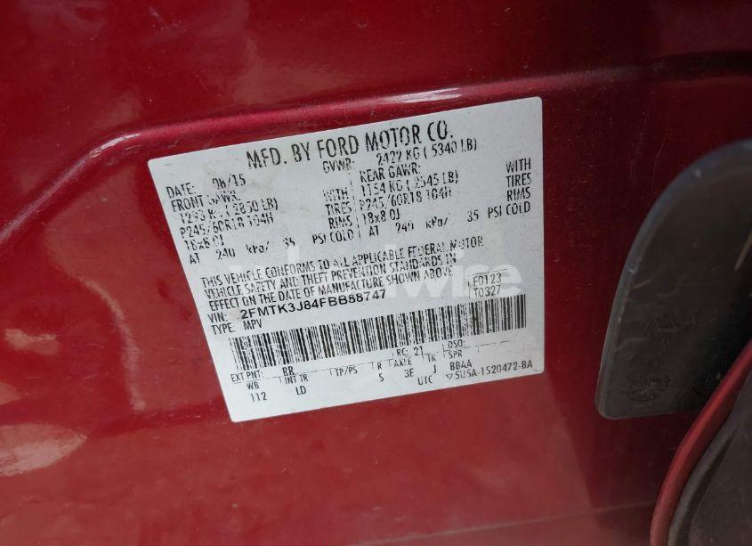 Photo 9 of 2015 Ford Edge SEL (VIN 2FMTK3J84FBB88747)