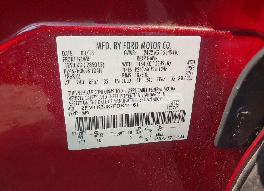 Photo 9 of 2015 Ford Edge SEL (VIN 2FMTK3J87FBB11161)