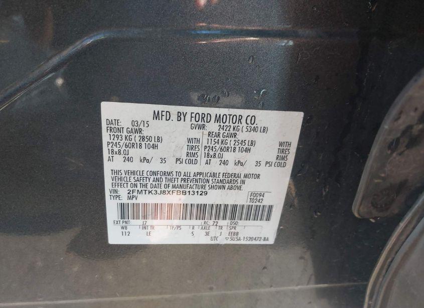 Photo 9 of 2015 Ford Edge SEL (VIN 2FMTK3J8XFBB13129)