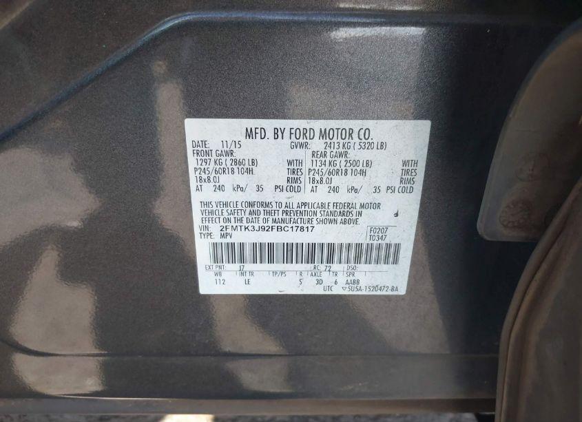 Photo 9 of 2015 Ford Edge SEL (VIN 2FMTK3J92FBC17817)